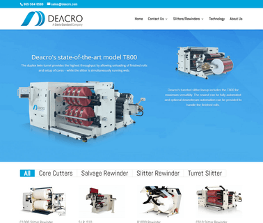 Deacro Industries Slitter Rewinder Equipment turret rewinders