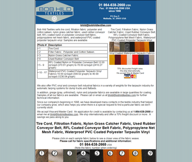 Bob Hild Enterprises conveyor belt fabric