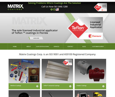 Matrix Coatings Teflon Coatings Halar Coatings Non-Stick teflon coatings services