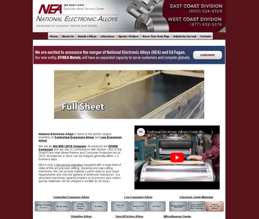National Electronic Alloys Kov invar
