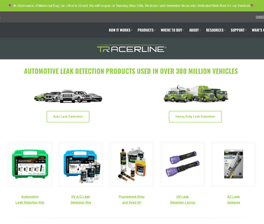 Tracerline.Com Homepage conditioning dye