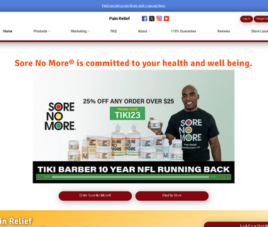 Sore No More Natural Pain Relieving Gels canada mexico
