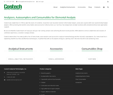 Costech - Chnso & Nitrogen Protein Analyzers Autosamplers accessories and consumables