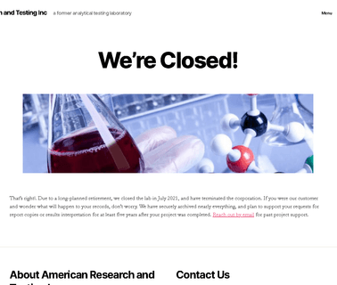 Independent Testing Laboratory - American Research and Testing material safety data