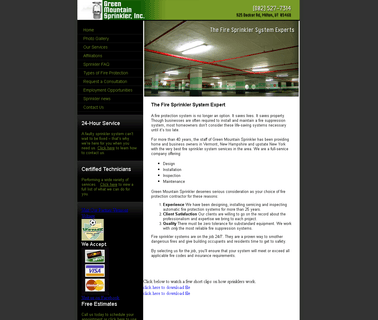 Welcome to Green Mountain Sprinkler contractor fire protection