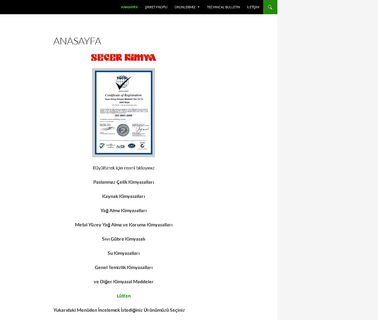 Secer Chemistry Chemical Products Industry and Trade kaynak