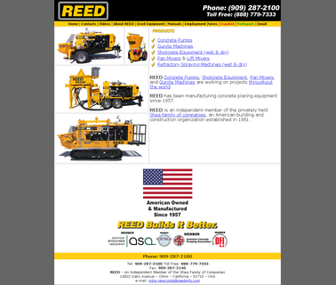 Reed Concrete Pumps Shotcrete Pumps and Guncrete Gunite cementing grouting