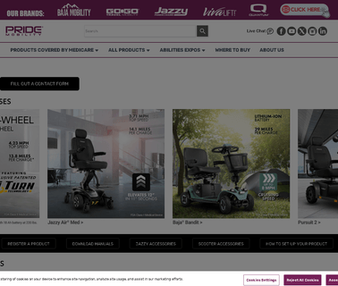 Pride Mobility Products three scooters
