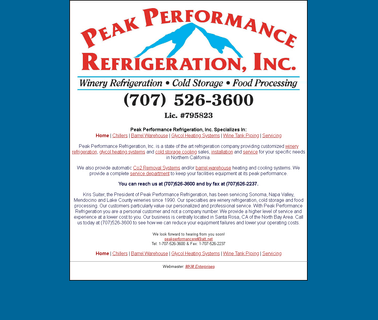 Peak Performance Refrigeration heating warehouse