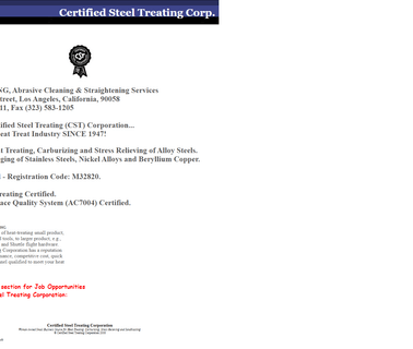 Certified Steel Treating Corp beryllium