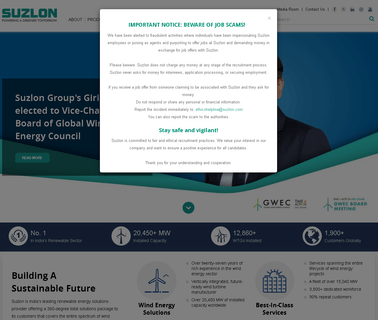 Suzlon Wind Energy Corporation wind energy vertical