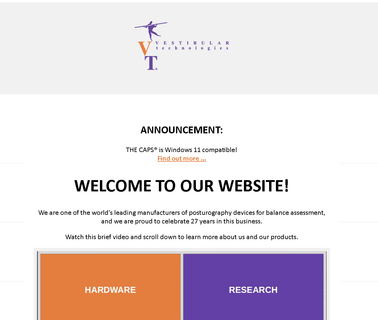 Vestibular Technologies Home Page home fall