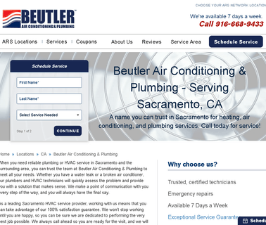 Hvac & Plumbing Services in Sacramento Beutler AC and Plumbing conditioning service cost