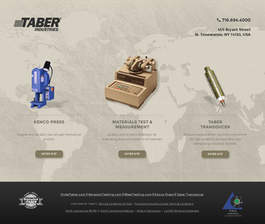 Taber Industries Home Page, Materials Test &  sensors transducers pressure