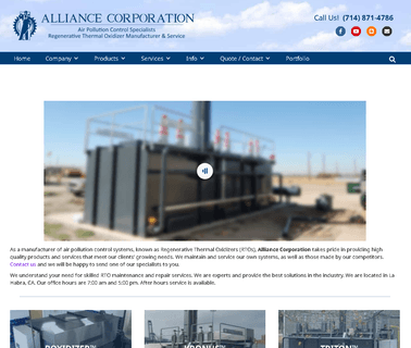 Regenerative Thermal Oxidizers Made in the USA by Alliance equipment incinerator