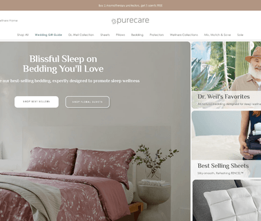 Purecare bed sheets pillows