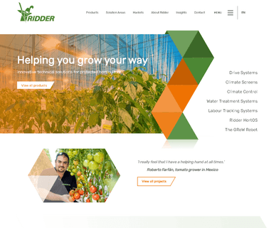 Ridder Group; Systems for the Automated Greenhouse netting greenhouse