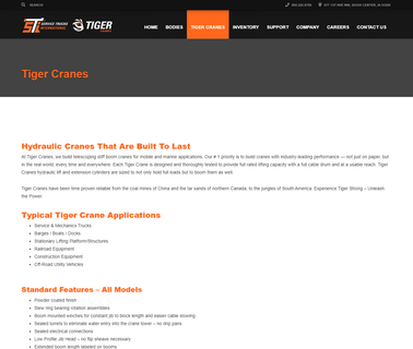 Tiger Cranes / Service Trucks International bodies lube