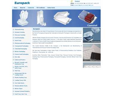 Europack blister packaging tray
